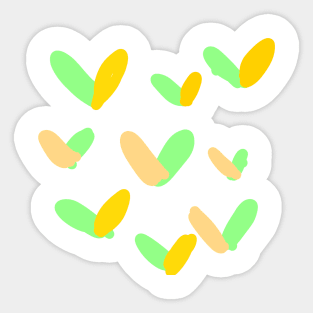 Yellow green heart valentine art design Sticker